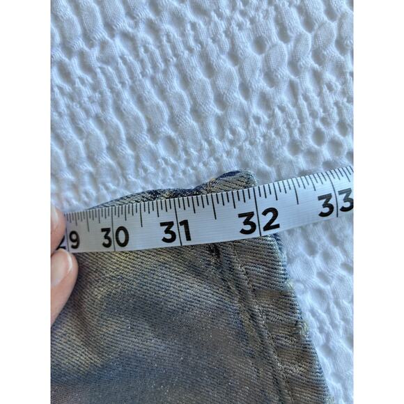 EB Denim Silver Coated Jeans Women 26 $320 MSRP Straight High Rise Festival Rave - Picture 16 of 16